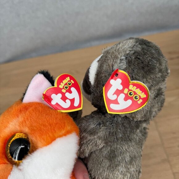 TY Beanie Boos Dangler Sloth Meadow Fox Toy LOT of 2 Small 6" VelveTy TySilk NEW - Picture 3 of 8